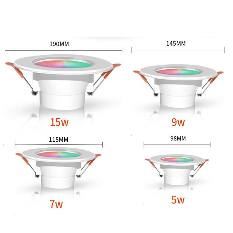 Đèn âm trần LED điều chỉnh độ sáng RGB+CW+WW tương thích với Tuya Zigbee, 7W 3.5 inch, 10W 4 inch, 15W inch
