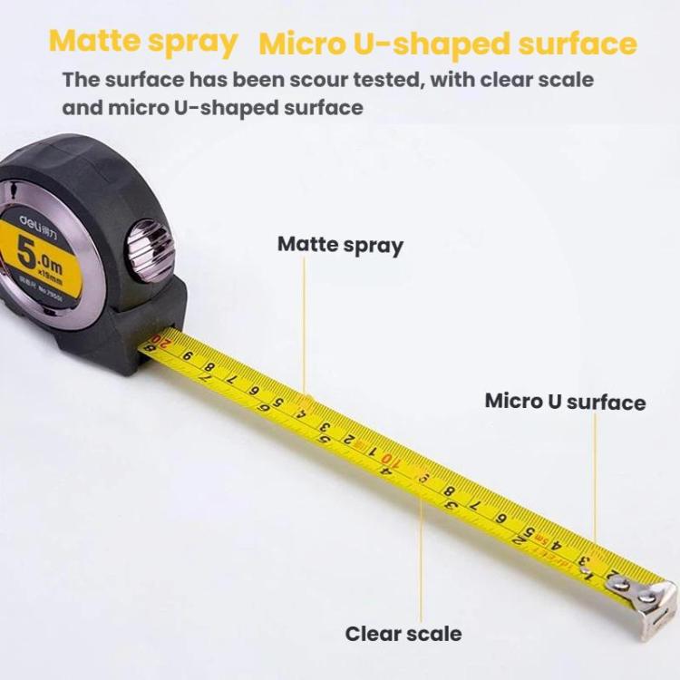 Thước dây thép tự khóa bọc TPR, thước đo Deli 79550 3m x 16mm, Deli 79551 5m x 19mm, Deli 79552 7.5m x 25mm, Deli 79553 10m x 25mm