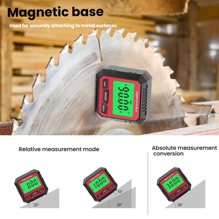 Thước đo góc kỹ thuật số có đế nam châm & màn hình LCD, thước đo góc mini chuyên nghiệp, máy đo độ dốc VA107