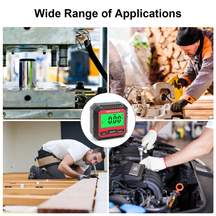 Thước đo góc kỹ thuật số có đế nam châm & màn hình LCD, thước đo góc mini chuyên nghiệp, máy đo độ dốc VA107