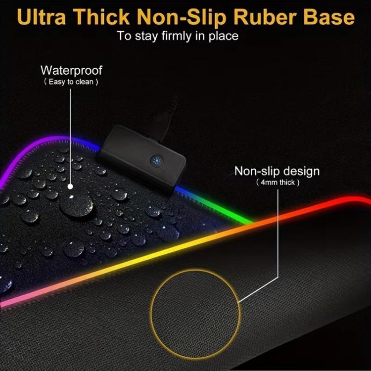 Miếng lót chuột bàn phím LED phát sáng Micro-USB với đèn RGB nhiều màu, viền khóa dày, kích thước 250x350x3mm, 250x350x4mm, 300x800x3mm, 300x800x4mm, 400x900x3mm, 400x900x4mm