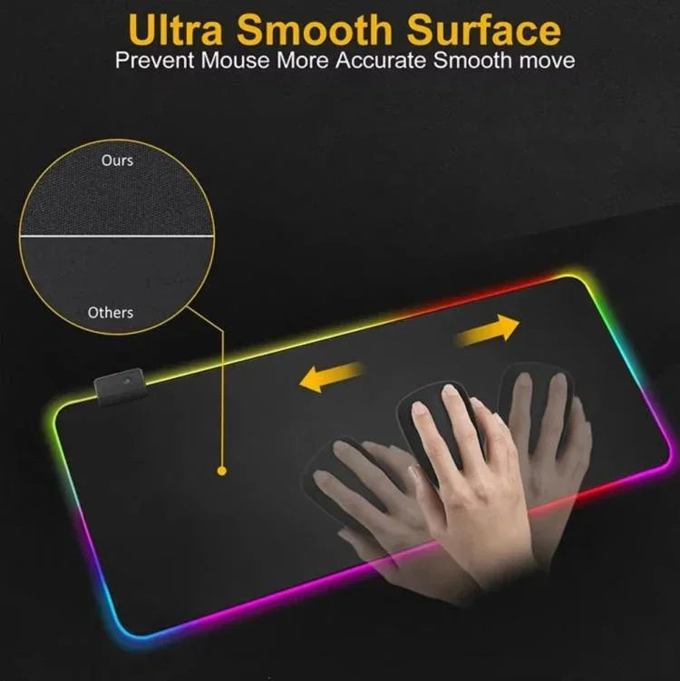 Miếng lót chuột bàn phím LED phát sáng Micro-USB với đèn RGB nhiều màu, viền khóa dày, kích thước 250x350x3mm, 250x350x4mm, 300x800x3mm, 300x800x4mm, 400x900x3mm, 400x900x4mm