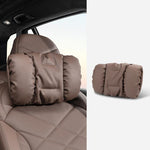 Car Stain-Resistant Leather Headrest Car Neck Pillow Lumbar Cushion Set, Headrest Black, Headrest Brown, Headrest Red, Backrest Black, Backrest Brown, Backrest Red, Headrest+Backrest Black, Headrest+Backrest Brwon, Headrest+Backrest Red