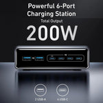 Đế sạc để bàn 200W Gallium Nitride Prime 4 Type-C + 2 USB 6 cổng, phích cắm Mỹ, A2683