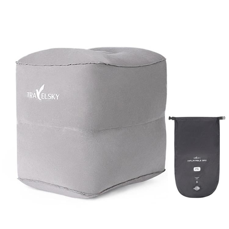 TRAELSKY ghế đôn bơm hơi PVC phủ nhung, ghế để chân máy bay, tàu, ô tô, ghế nghỉ văn phòng có túi bơm hơi, 2 lớp, 3 lớp, van đôi điều chỉnh độ cao