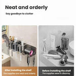 No-Drill 3-in-1 Bathroom Organizer Wall Mount Toothbrush & Hair Dryer Holder Integrated Shelf, 2Person-WithCup, 2Person-NoCup, 3Person-WithCup, 3Person-NoCup, 4Person-WithCup, 4Person-NoCup