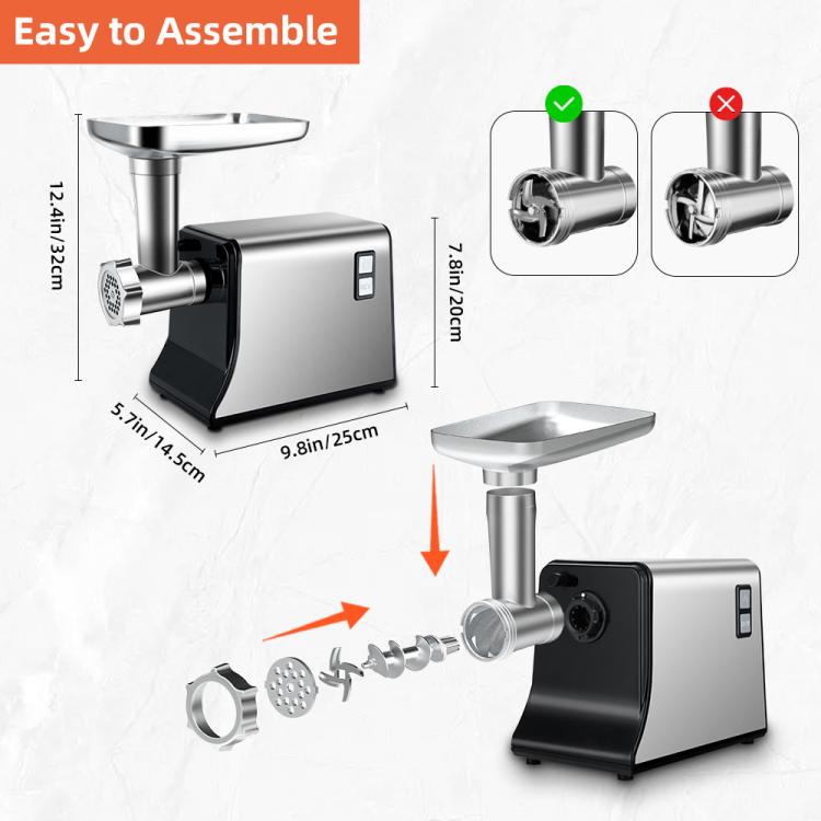 Máy xay thịt điện bằng thép không gỉ, máy nhồi xúc xích dùng trong gia đình, phích cắm EU, phích cắm Mỹ
