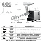 Máy xay thịt điện bằng thép không gỉ, máy nhồi xúc xích dùng trong gia đình, phích cắm EU, phích cắm Mỹ