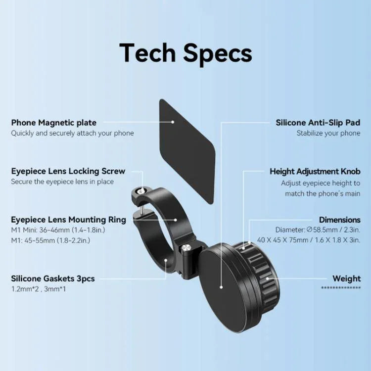 APEXEL APL-F006 Magnetic Quick-Release Phone Adapter for Telescope, Microscope, Binoculars & Spotting Scopes, 45-55mm, 36-46mm