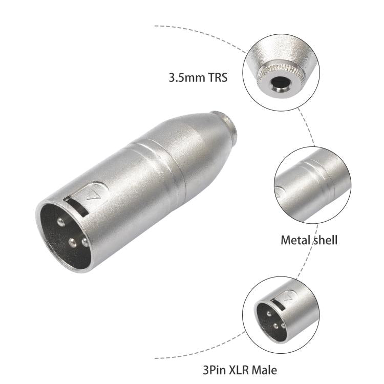 Vỏ kim loại cáp chuyển đổi âm thanh 3.5mm cái 1/8 TRS sang Carnott đực XLR đực