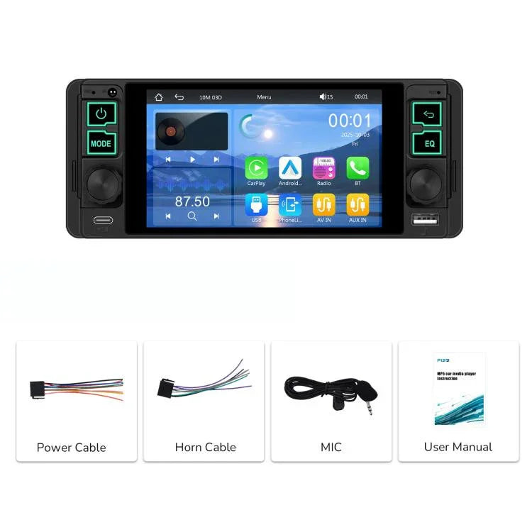 Máy nghe nhạc MP5 phổ thông 5.1 inch màn hình ngang một chỗ ngồi, tích hợp chức năng CarPlay không dây, máy tiêu chuẩn, tiêu chuẩn + 12 đèn camera
