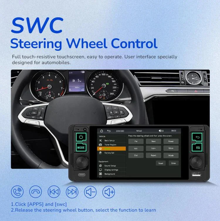 Máy nghe nhạc MP5 phổ thông 5.1 inch màn hình ngang một chỗ ngồi, tích hợp chức năng CarPlay không dây, máy tiêu chuẩn, tiêu chuẩn + 12 đèn camera