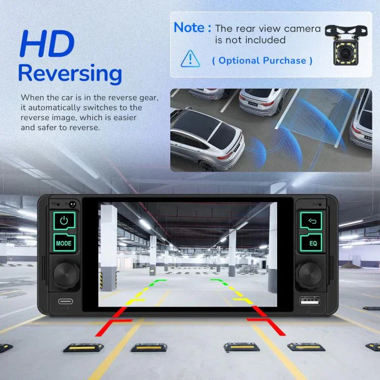 Máy nghe nhạc MP5 phổ thông 5.1 inch màn hình ngang một chỗ ngồi, tích hợp chức năng CarPlay không dây, máy tiêu chuẩn, tiêu chuẩn + 12 đèn camera