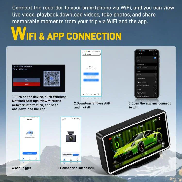 Camera ô tô 5 inch 1080P với màn hình HUD WiFi, DVR ô tô L5965