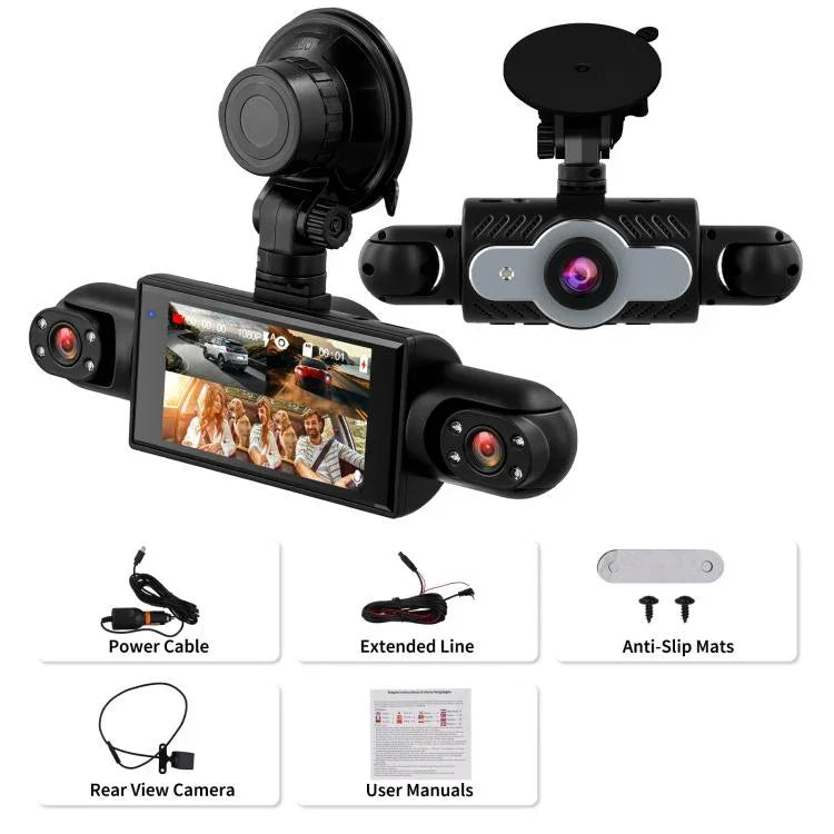 Camera hành trình ô tô 3 inch 1080P với bốn ống kính, camera trong xe 480P trái phải sau, L5972