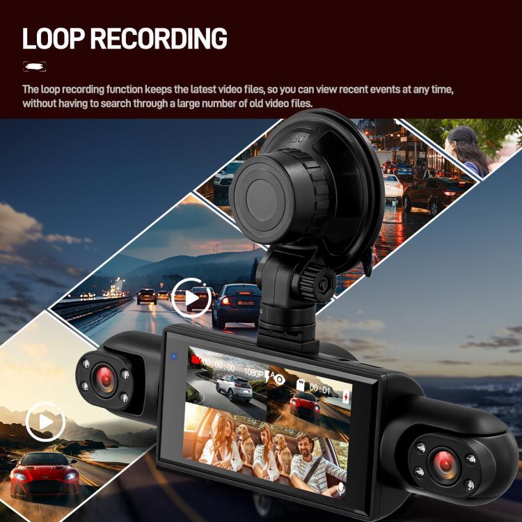 Camera hành trình ô tô 3 inch 1080P với bốn ống kính, camera trong xe 480P trái phải sau, L5972
