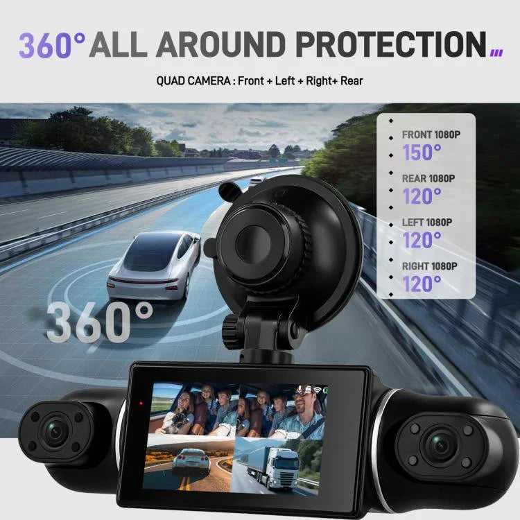 Camera DVR ô tô 3 inch 2K WiFi ghi hình bốn kênh, máy ghi hình ô tô HD với cảm biến trọng lực 1080P, L5942