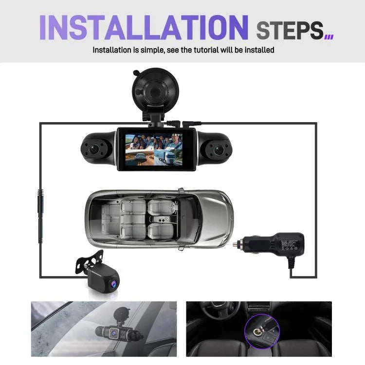 Camera DVR ô tô 3 inch 2K WiFi ghi hình bốn kênh, máy ghi hình ô tô HD với cảm biến trọng lực 1080P, L5942
