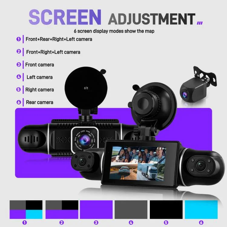 Camera DVR ô tô 3 inch 2K WiFi ghi hình bốn kênh, máy ghi hình ô tô HD với cảm biến trọng lực 1080P, L5942
