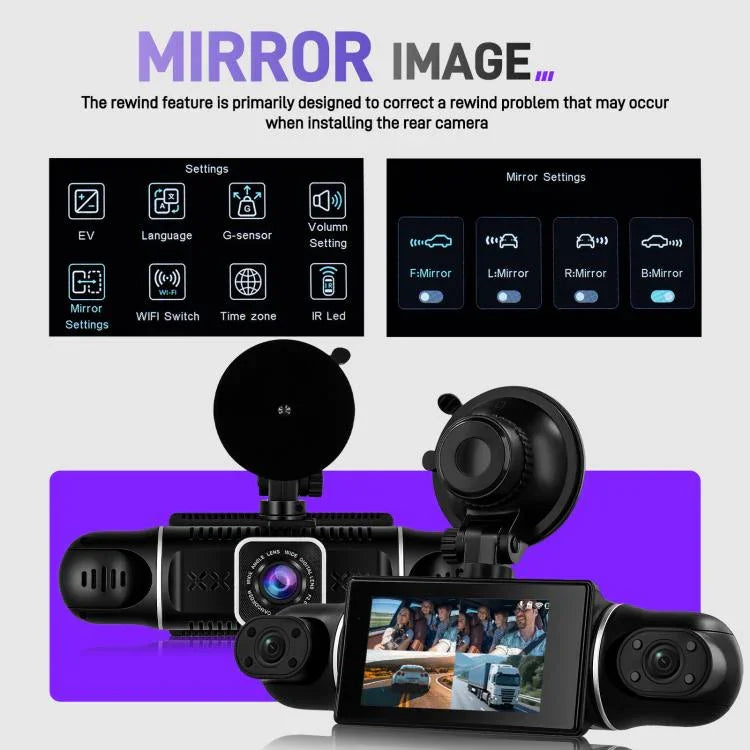 Camera DVR ô tô 3 inch 2K WiFi ghi hình bốn kênh, máy ghi hình ô tô HD với cảm biến trọng lực 1080P, L5942