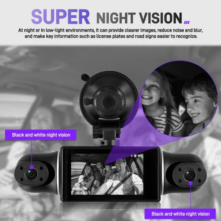 Camera DVR ô tô 3 inch 2K WiFi ghi hình bốn kênh, máy ghi hình ô tô HD với cảm biến trọng lực 1080P, L5942