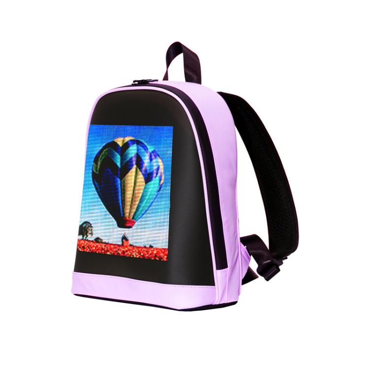DIY Pattern Backpack With Illuminated LED Display Waterproof Schoolbag