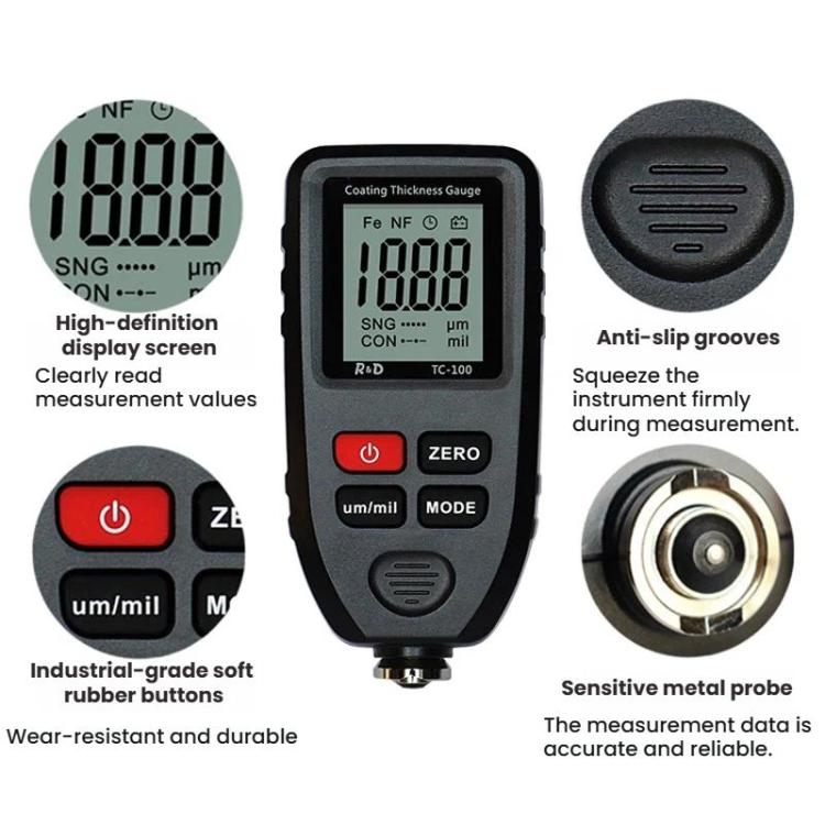 Máy đo độ dày lớp phủ chính xác cao R&D INSTRUMENTS TC-100, máy kiểm tra độ dày màng sơn ô tô, TC-100