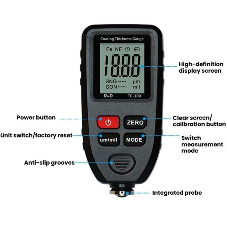Máy đo độ dày lớp phủ chính xác cao R&D INSTRUMENTS TC-100, máy kiểm tra độ dày màng sơn ô tô, TC-100