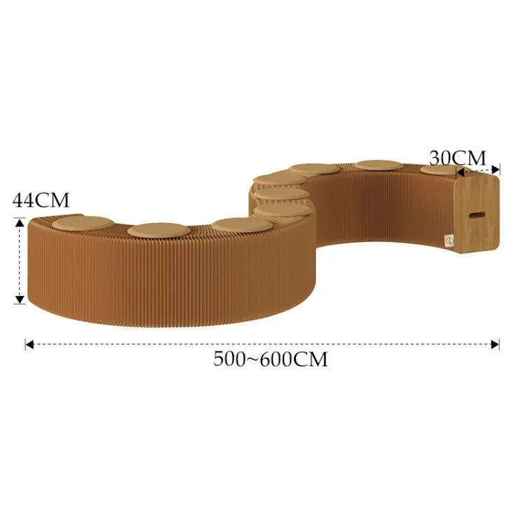 Ghế băng giấy xếp accordion mở rộng, ghế sofa gấp, ghế đôn lối vào, cao 30cm 3 chỗ ngồi màu nâu, cao 30cm 6 chỗ ngồi màu nâu, cao 30cm 9 chỗ ngồi màu nâu, cao 44cm 3 chỗ ngồi màu nâu, cao 44cm 6 chỗ ngồi màu nâu, cao 44cm 9 chỗ ngồi màu nâu