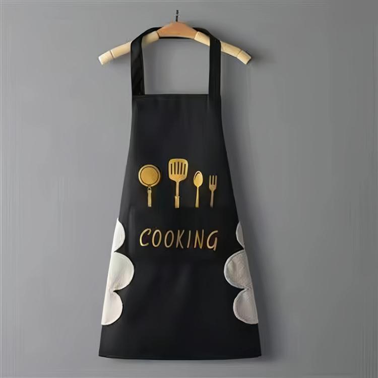 Tạp dề chống thấm nước và dầu mỡ in hình dĩa & dao, unisex, có thể điều chỉnh, áo khoác nấu ăn