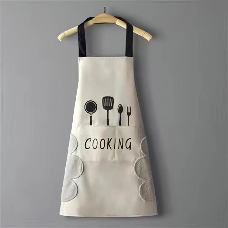 Tạp dề chống thấm nước và dầu mỡ in hình dĩa & dao, unisex, có thể điều chỉnh, áo khoác nấu ăn