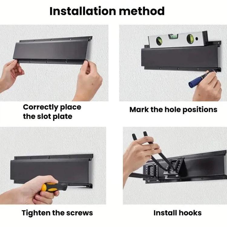 9 móc treo tường bằng kim loại gắn tường Slatwall cho dụng cụ làm vườn, móc treo tháo rời