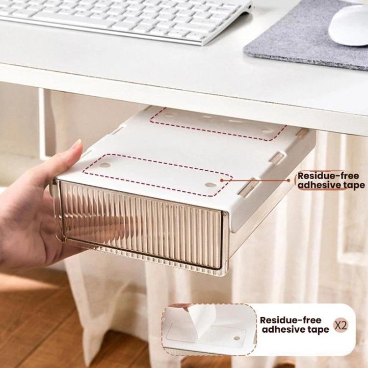 Hộp đựng ngăn kéo ẩn dưới bàn, hộp lưu trữ vô hình cho văn phòng phẩm và đồ dùng văn phòng, màu trong suốt trung bình, trong suốt đen trung bình, trong suốt lớn, trong suốt đen lớn, XL trong suốt