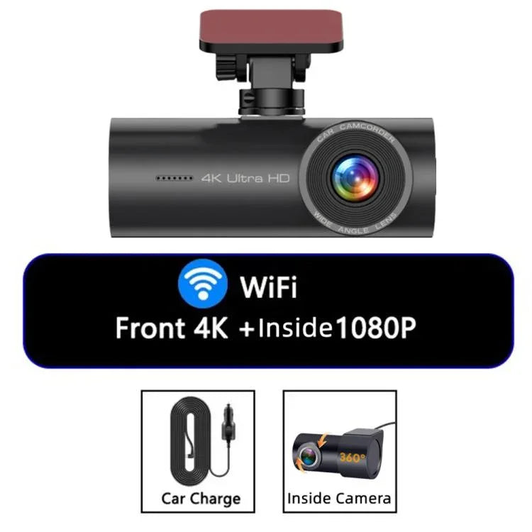 Camera hành trình ô tô kết nối WiFi 4K ghi hình kép, trước + trong, trước + trong + định vị GPS, trước + sau, trước + sau + định vị GPS