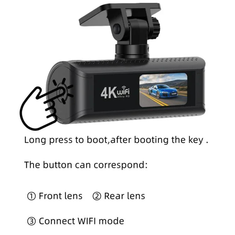 Camera hành trình ô tô kết nối WiFi 4K ghi hình kép, trước + trong, trước + trong + định vị GPS, trước + sau, trước + sau + định vị GPS