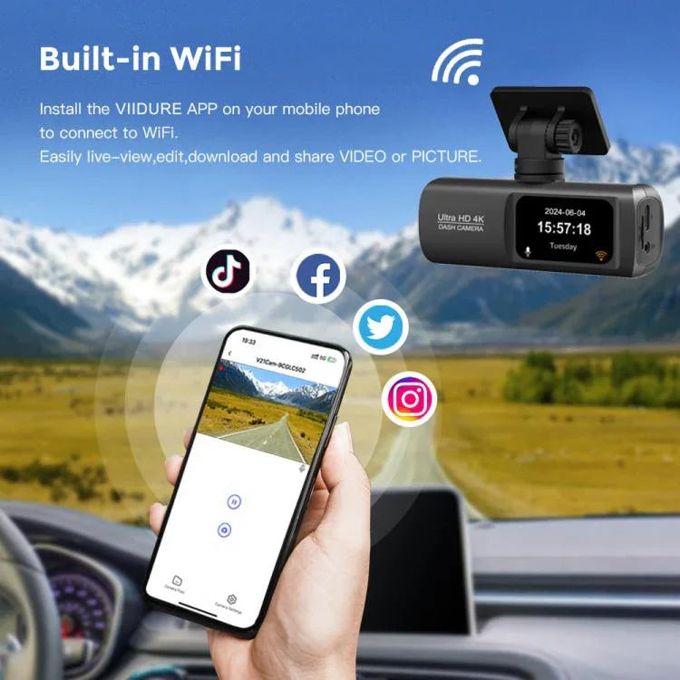 Camera hành trình ô tô kết nối WiFi ghi hình kép 4K, trước + sau, trước + sau + định vị GPS, trước + trong, trước + trong + định vị GPS