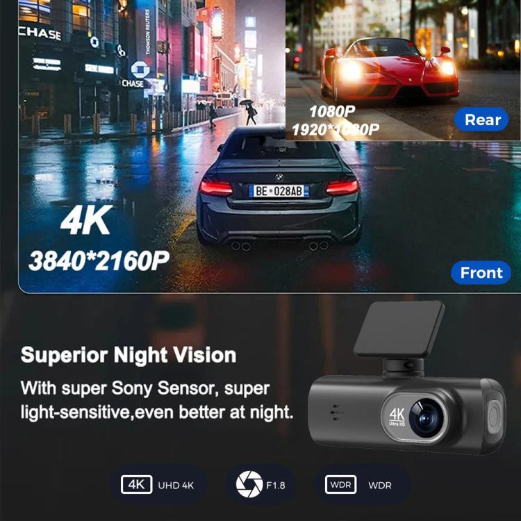 Camera hành trình ô tô kết nối WiFi ghi hình kép 4K, trước + sau, trước + sau + định vị GPS, trước + trong, trước + trong + định vị GPS