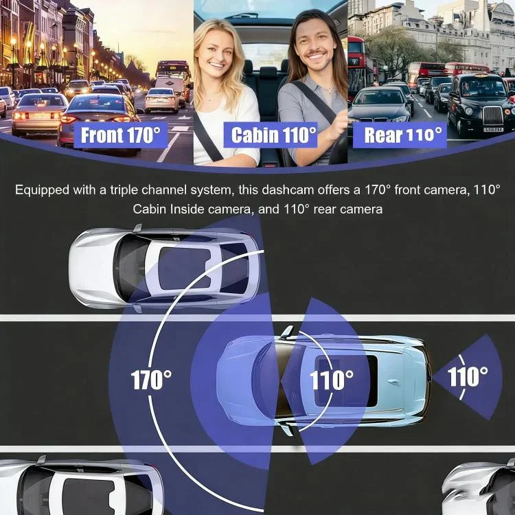Camera hành trình ô tô HD 1080P 3,16 inch có hồng ngoại ban đêm, trước + trong (không Wi-Fi), trước + trong + sau (không Wi-Fi), trước + trong + kết nối Wi-Fi, trước + trong + sau + kết nối Wi-Fi