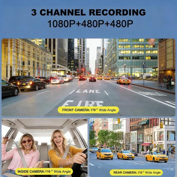 Camera hành trình ô tô HD 1080P 3,16 inch có hồng ngoại ban đêm, trước + trong (không Wi-Fi), trước + trong + sau (không Wi-Fi), trước + trong + kết nối Wi-Fi, trước + trong + sau + kết nối Wi-Fi