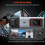Camera hành trình ô tô HD 1080P 3,16 inch có hồng ngoại ban đêm, trước + trong (không Wi-Fi), trước + trong + sau (không Wi-Fi), trước + trong + kết nối Wi-Fi, trước + trong + sau + kết nối Wi-Fi