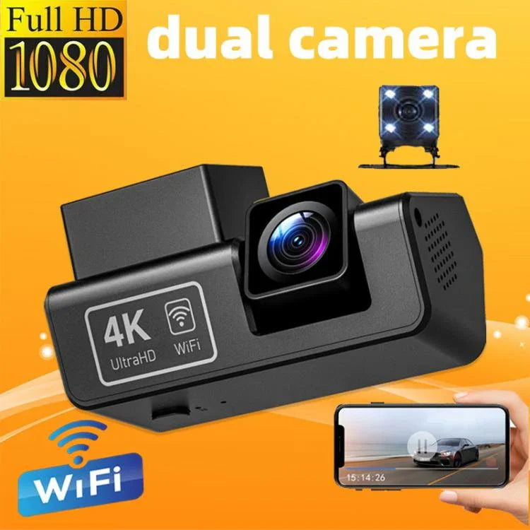 Camera hành trình không màn hình M68 1080P HD nhìn ban đêm, ghi hình giám sát đỗ xe 24 giờ, trước + WiFi, trước + sau + WiFi