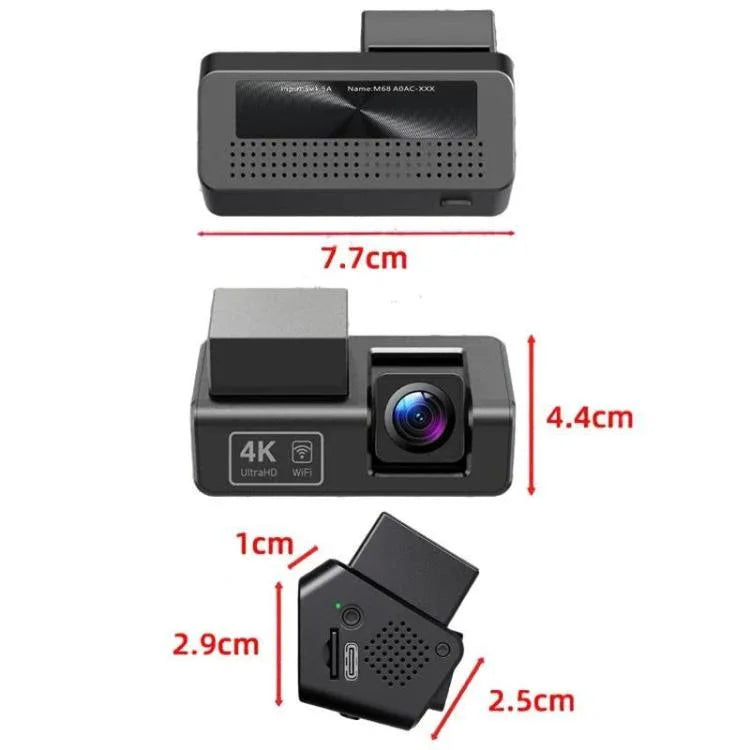 Camera hành trình không màn hình M68 1080P HD nhìn ban đêm, ghi hình giám sát đỗ xe 24 giờ, trước + WiFi, trước + sau + WiFi