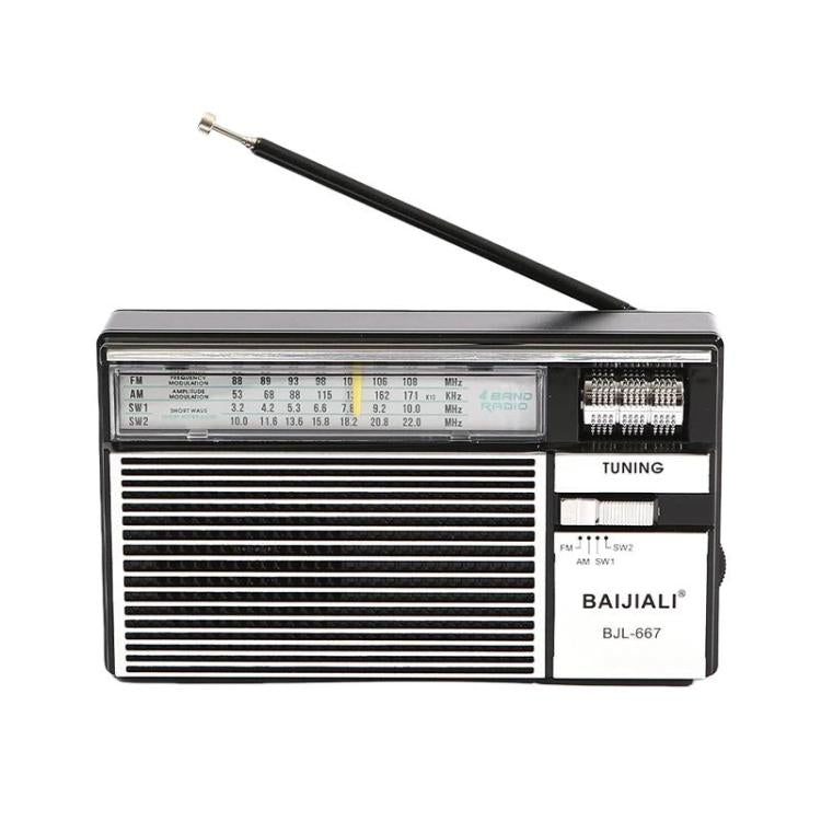 Đài đa băng tần FM AM SW di động BAIJIALI BJL-667 với núm điều chỉnh độc lập, BAIJIALI BJL-667