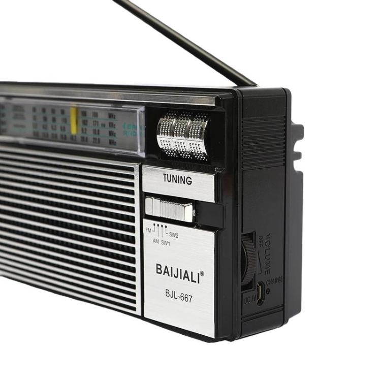 Đài đa băng tần FM AM SW di động BAIJIALI BJL-667 với núm điều chỉnh độc lập, BAIJIALI BJL-667