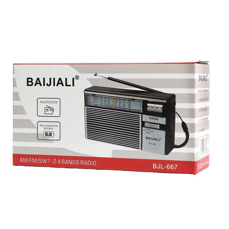 Đài đa băng tần FM AM SW di động BAIJIALI BJL-667 với núm điều chỉnh độc lập, BAIJIALI BJL-667