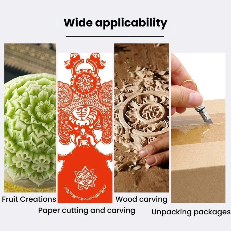 Bộ 2 dao khắc viên nang mini móc khóa đồng thau nhỏ, màu vàng + bạc