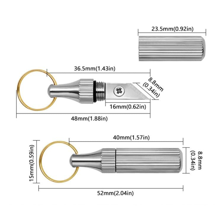 Bộ 2 dao khắc viên nang mini móc khóa đồng thau nhỏ, màu vàng + bạc