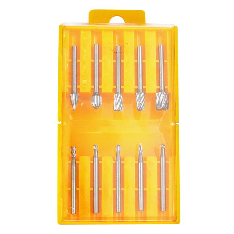Hộp 10 dụng cụ giũa quay HSS cho mộc, giũa khắc gốc, hộp 10 dụng cụ giũa quay