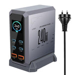 4 Type-C+2 USB Multi-Port 240W Dynamic Display Gallium Nitride Charger, AU Plug, US Plug, EU Plug, UK Plug