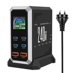 4 Type-C+2 USB Multi-Port 240W Dynamic Display Gallium Nitride Charger, AU Plug, US Plug, EU Plug, UK Plug